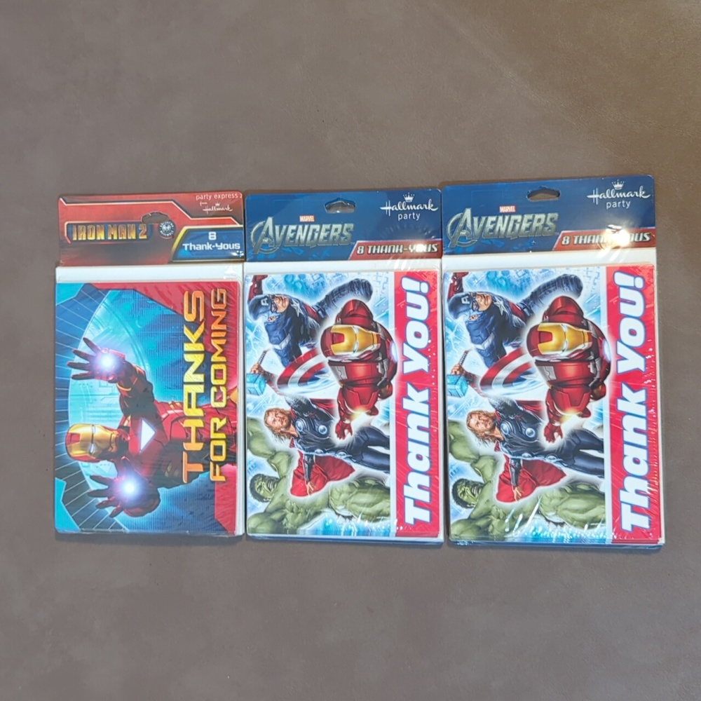 Marvel Thank You Cards Hallmark Edition 2010 Iron Man 8 pk 2017 Avengers